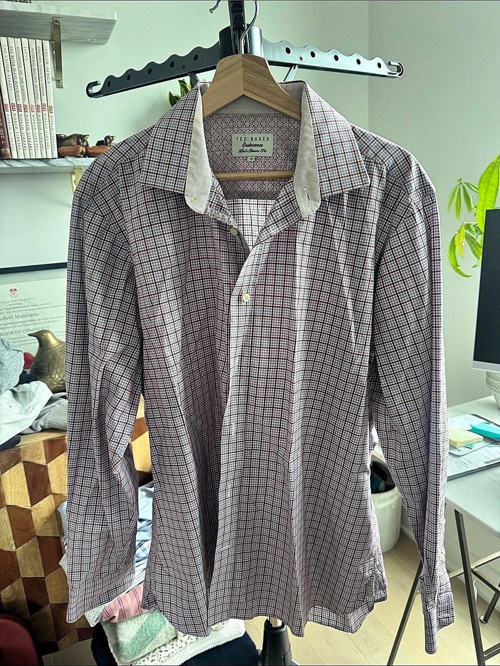Ted Baker Endurance Ted's Classic Fit Plaid Dress Shirt Checkered Button Down